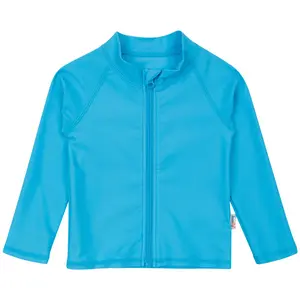 Kids UPF 50+ Long Sleeve Zipper Rash Guard Swim Shirt | "Aqua"