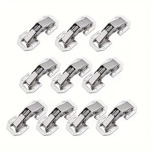 12 Piece Set 90 Degree Spring Hidden Cabinet Hinges, Surface Mount, Frameless Door Compatible, Includes Screws, Easy Installation