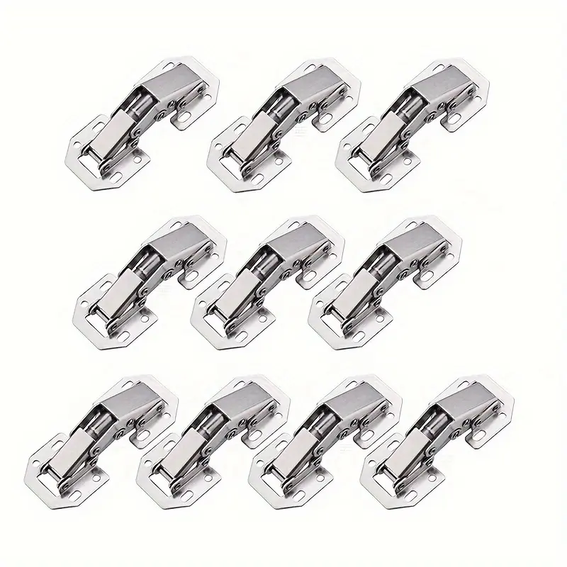12 Piece Set 90 Degree Spring Hidden Cabinet Hinges, Surface Mount, Frameless Door Compatible, Includes Screws, Easy Installation