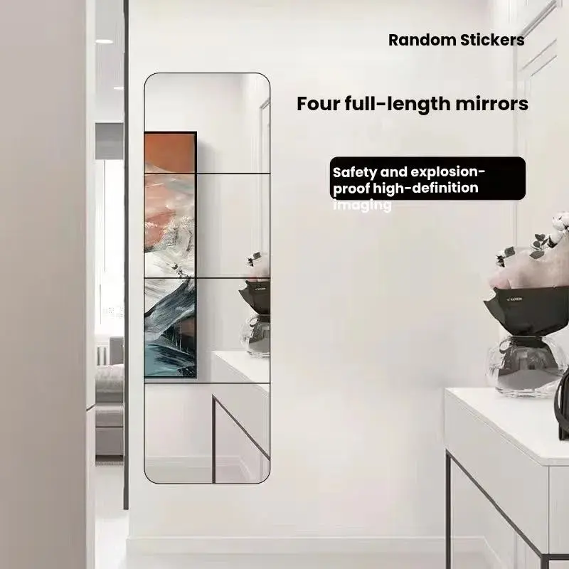 Self-Adhesive Wall-Mounted Mirror Tiles, Acrylic Round Shape, Lightweight, Modern Aesthetics for Bathroom & Home Use, Decor, Durable Makeup Dressing Mirrors, Set of 4/8 Pieces