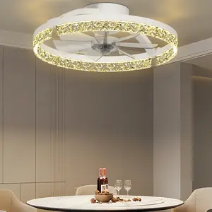 Ceiling Fans with Lights and Remote Low Profile Flush Mount LED Ceiling Fan with Lights 3000K-6500K Dimmable Foldable Fandelier Light 6 Wind Speeds Night Light for Bedroom Living Room