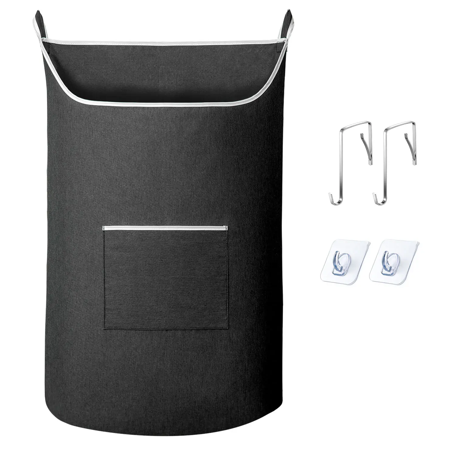 Hanging Laundry Hamper Bag, XL Door Hanging Hamper with Large Openging Laundry Hamper Storage Bag Large Size 36X22 Inch (Black/Grey)