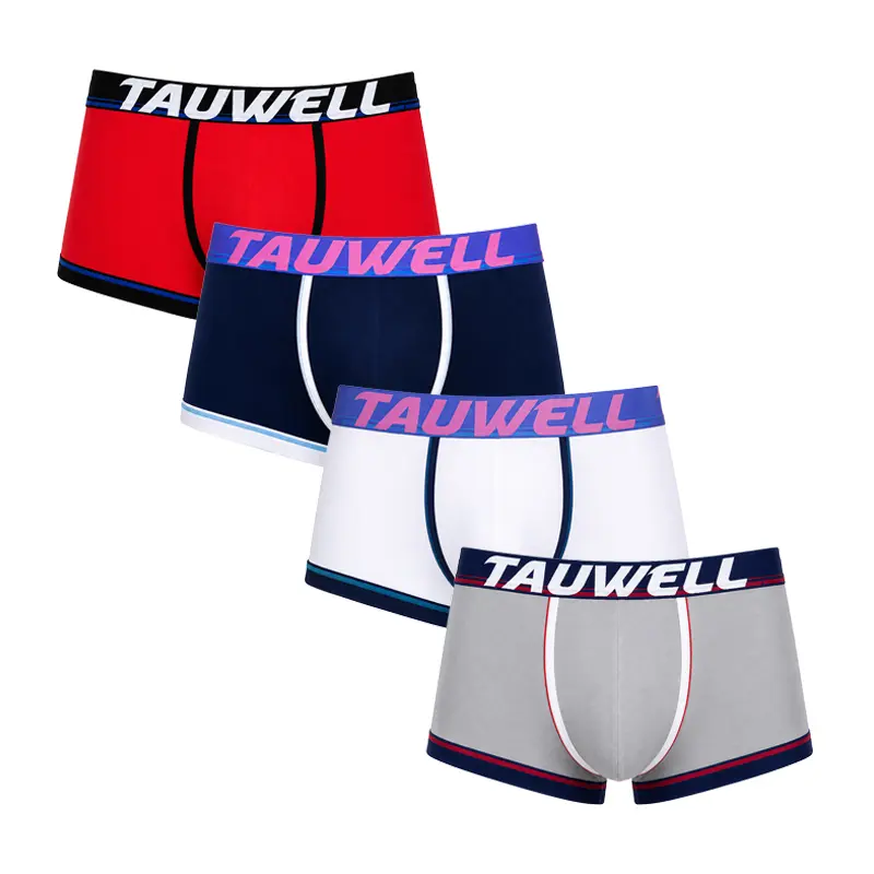 Tauwell Men's Boxer Briefs, Soft Stretch Fabric Low-Rise Trunks with Supportive Pouch and Colorblock Waistband for Sportswear and Daily Wear