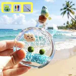 Serene Zen Perfume Bottle Ecosystem - A Self-Sustaining Live Glass Terrarium, Low-Maintenance Aquatic Micro Habitat for Focus & Stress Relief (Includes LIVELY Moss Ball Pet)