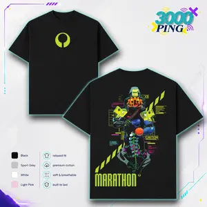 Marathon Shooter Graphic T Shirt Sweatshirt Hoodie, Gildan Heavy Cotton Gaming Tee, Cyber Sci Fi Streetwear Casual Outfit Style Gift for Fans