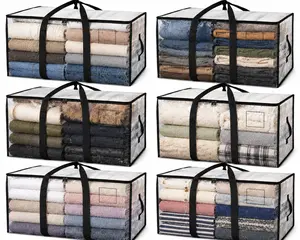 UNIQDESIGN Foldable Storage Bags 6-Pack Extra-Large Household Set - Oversized Zippered Organiser Totes with Handles, Ideal for Dorm Moves, Holiday Decor Storage