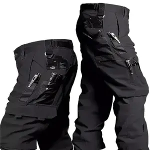 Camouflage Pattern Men's Loose Fit Cuffed Cargo Pants With Multiple Functional Pockets, Durable Versatile Work Wear Suitable Spring And Autumn Outdoors Activities Menswear Trouser Polyester Underwear Cotton Fabric Stretch denim streetwear