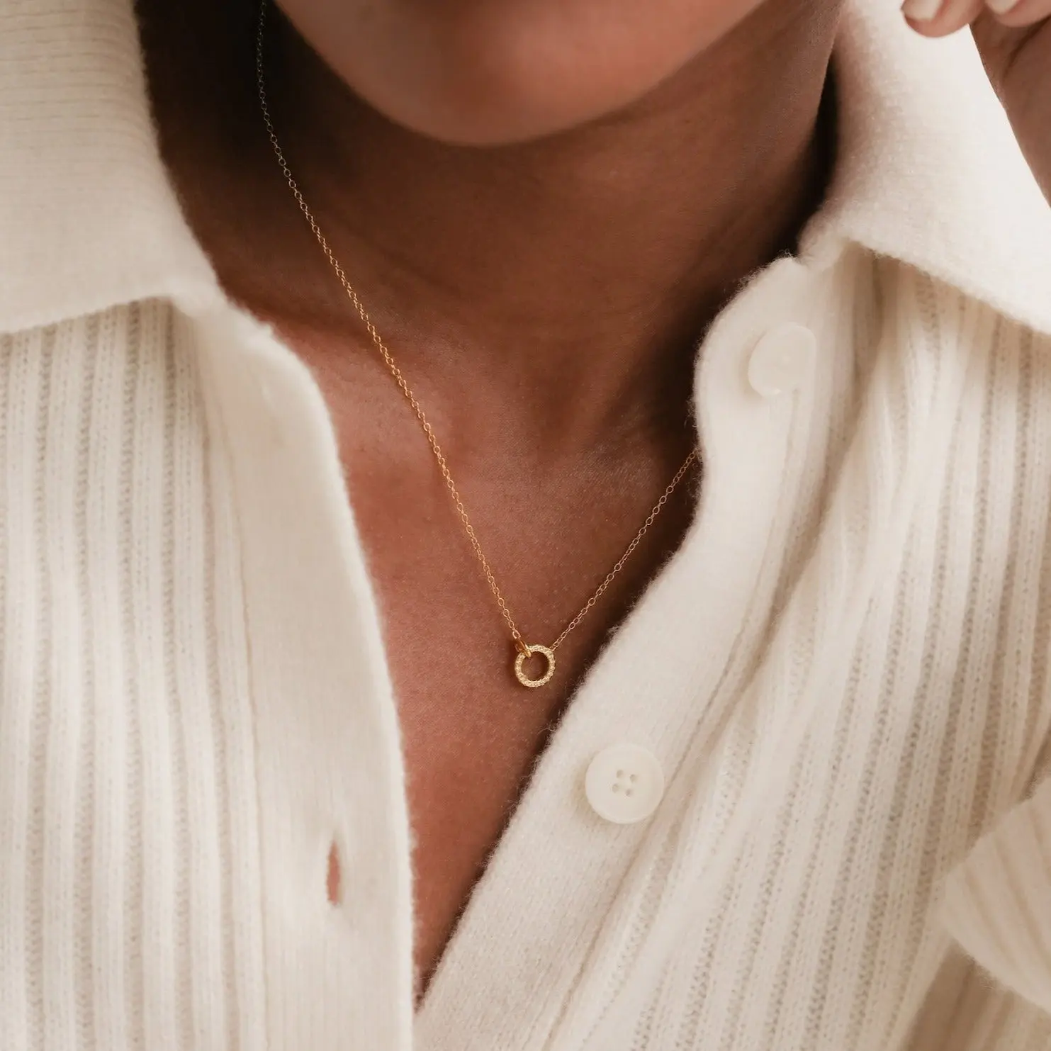 Pave Interlocking Necklace by Caitlyn Minimalist - Dainty Linked Pendant Necklace - Minimalist Eternity Necklace - Friendship Jewelry - Mom Gift