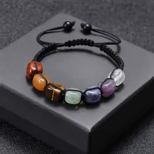 Seven Chakra Natural Stone Bracelet For Men And Women, Healing Jewelry, Adjustable Cord