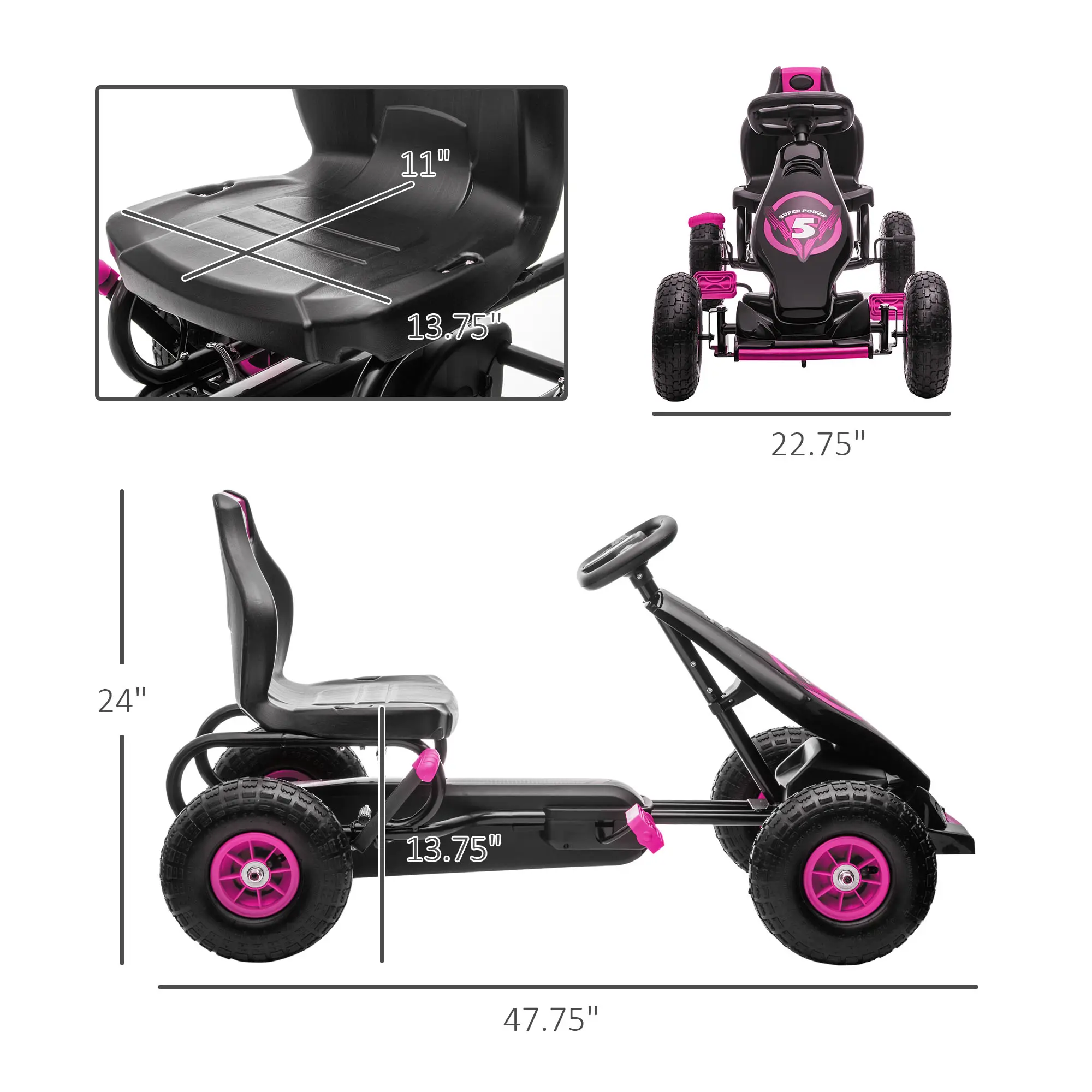 Style 2, Pink, Rubber Wheels, 110 lbs, Ages 5-12