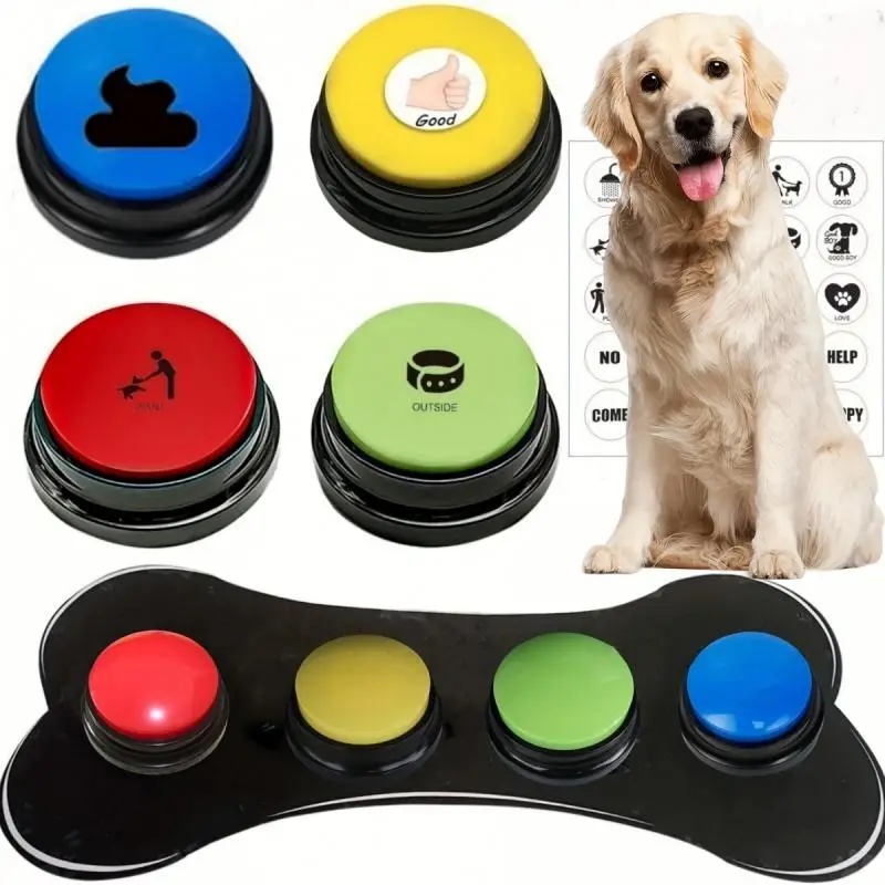 Dog Button Sounder, 6 Counts/set Pet Training Button & Pad & Sticker, Pet Interactive Toy, Dog & Cat Accessories, Pet Training Aids Excluding 2 AAA Ba