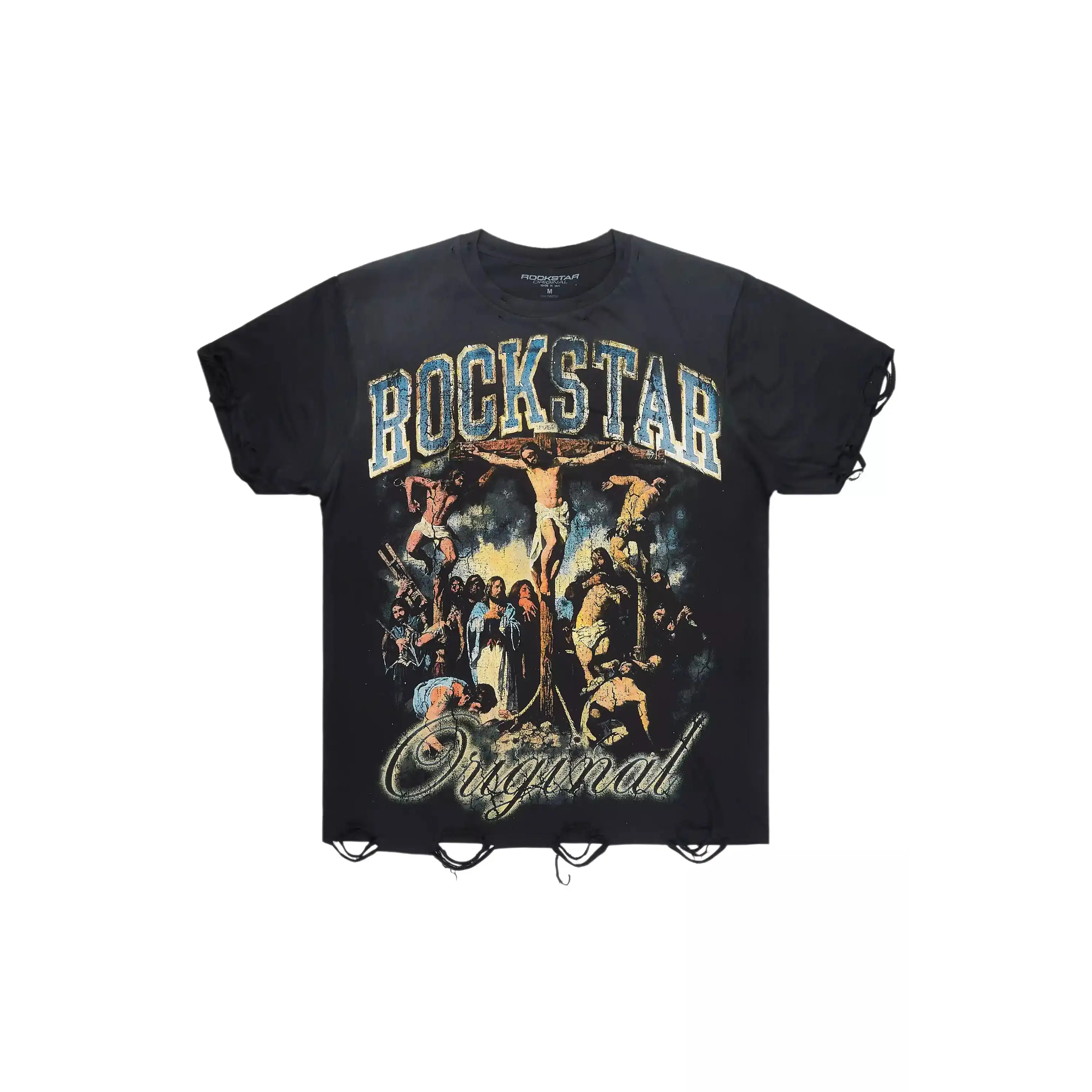Waller Black Distressed Oversized Graphic T-Shirt Waller Black Distressed Oversized Graphic T-Shirt
