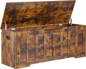 .2"Storage chest ,storage trunk with 2 safety Hinges,Wooden storage bench,Shoe Bench,.2x15.7x19.1 Inch,Easy Assembly,storage bench for bedroom,living room,entryway,Rustic brown