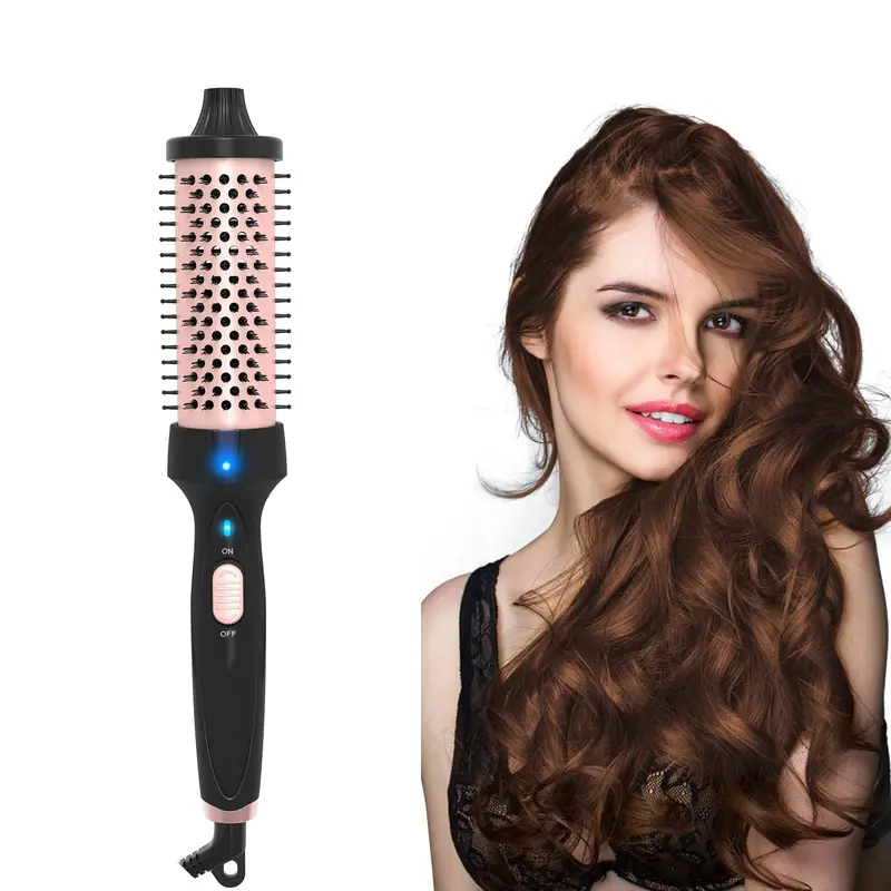 Women's 1.5in Wavy Ceramic Barrel Thermal Brush - Curly Hair Tool with Ceramic Heating Material, Instant Heat, Volumizing, Anti-Frizz, Smooths + Straightens, Hydrating, Lightweight, Easy-to-Use Hair Styling Gift with Exquisite Packing