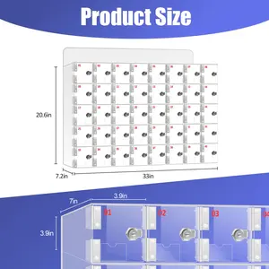 Cell Phone Locker 40 Slots, Cell Phone Lock Box for Classroom Office Gym with Door Locks and Keys, Mobile Phone Storage Cabinet Wall Mounted Acrylic Office Storage Lockers (Large 40 Slots)