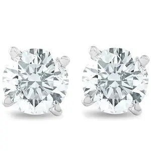 1 1/4ct 14K White Round Cut Studs Earrings Screw Back