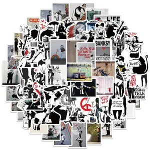 Banksy Street Art Sticker, 67pcs/set Creative Art Sticker, DIY Decorative Sticker for Phone Case, Computer, Guitar, Bag, Water Cup, Scrapbook