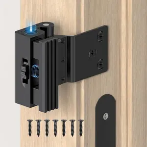 Door Reinforcement Lock, Screw Mounted Safety Latch Inside Stopper for Inward Swinging Front Door, Apartment & Hotel - Withstand 800 lbs Stop Flip Lock (Black-1PC)