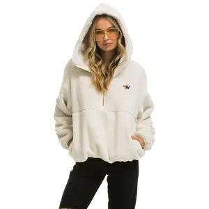 TEDDY APRES  HOODED HALF ZIP JACKET - VINTAGE WHITE