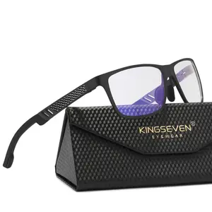 KINGSEVEN Anti- Ray Eyewear Casual  Blocking Glasses for Men/Women Students Comfort Home Use Polycarbonate Daily 7180 Black 45-Black blue light eyeglass