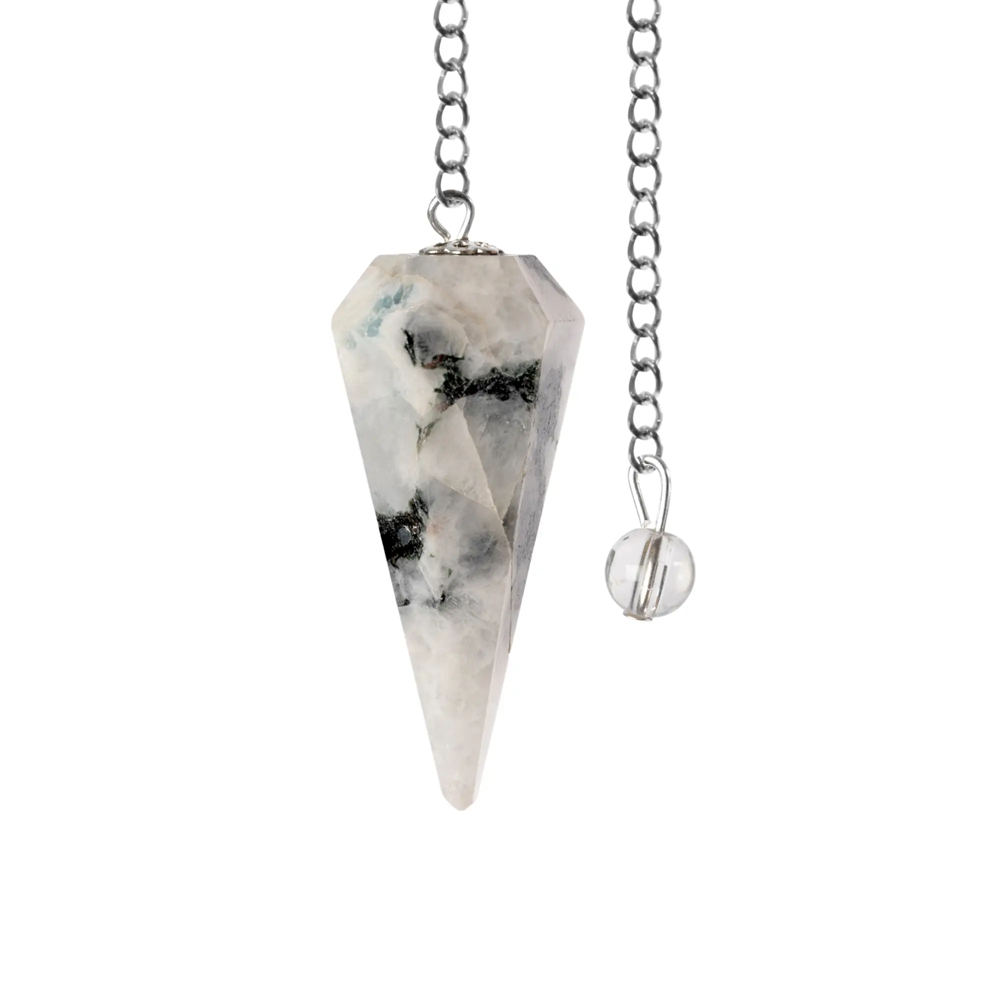 Rainbow Moonstone Pendulum Crystal Divination Tools — Dowsing Pendulum Crystal with Crystal Ball for Meditation, Chakra Healing, Energy Work, Reiki, and Crystal Grid