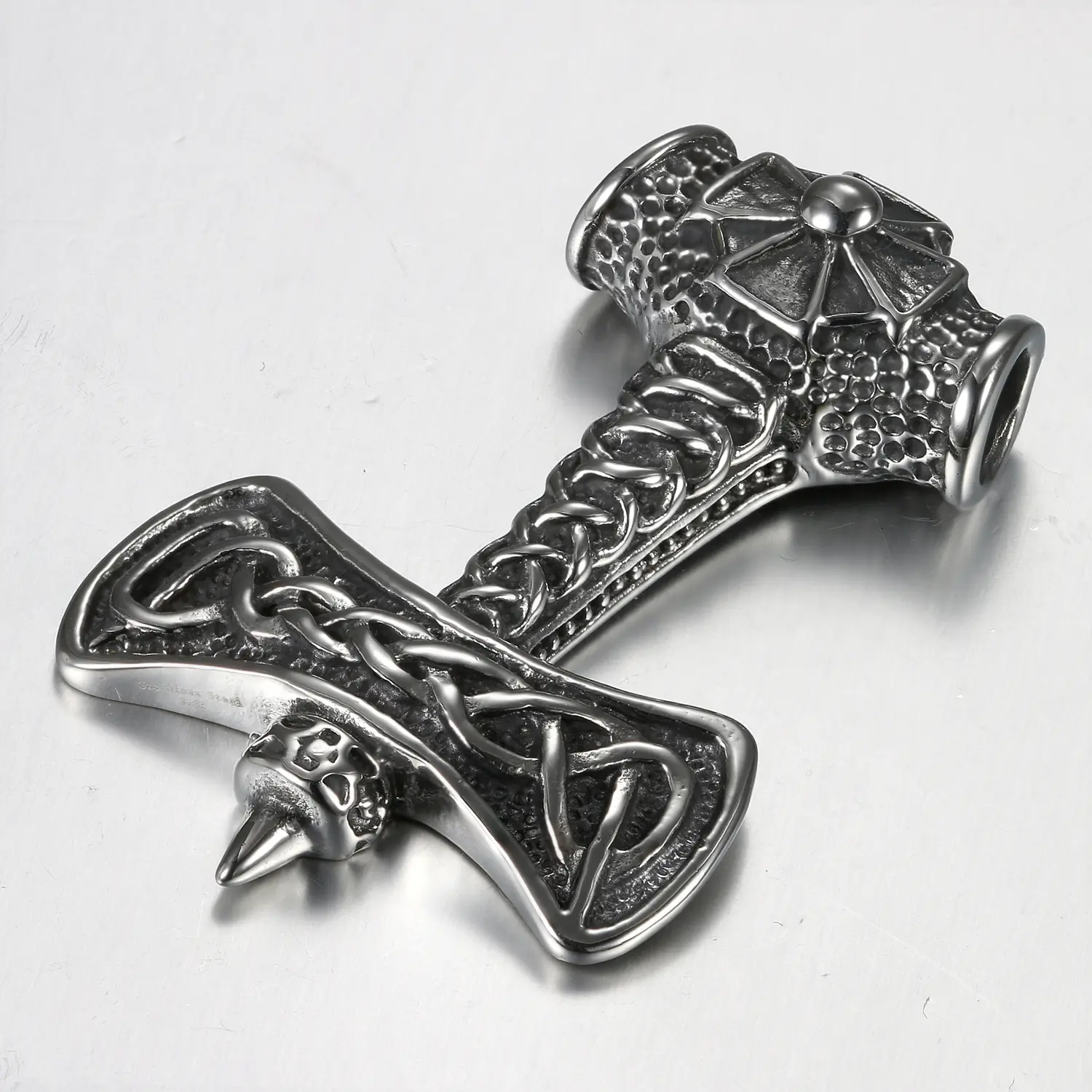 OIDEA Pendant Necklace for Men, Solid Stainless Steel Viking Thor's Hammer with Gothic Cross Design, 56cm Chain & Link for Gamers, 22.04"(56Cm), Gothic Edge, Cross Fusion, Fused With A Cross Design