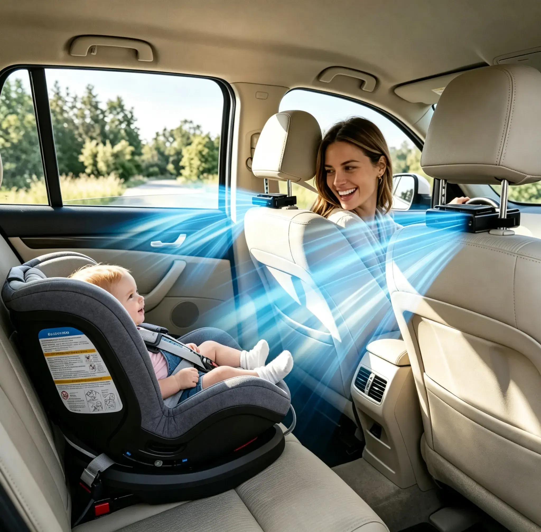 Portable Car Seat Back Fan - 3000mAh Rechargeable Headrest Clip-On Cooler, Quiet Strong Wind Air Vent Gadget for Rear Passengers, Ideal for Father's Day Gifts & Car Enthusiasts' Road Trips, Car Enthusiast