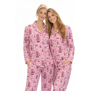 Bamboo Adult Two Piece Pajama Set, Pink Real Estate