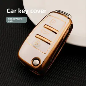 TPU Car Key Protection Case for Audi A1, A3, A6, C5, C6, Q3, Q2, Q7, TT, TTS, R8, S3, S6, RS3, RS6, A4 - Automotive Accessories, Key Ring Protection Cover, Fashion Design, Modern Key Case, Flexible Material, Scratch-Resistant, Key Ring Protector