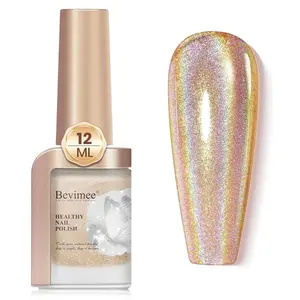 Holographic Nail Polish 12ML Air Dry Fast Iridescent Shimmer Glitter Nail Polish Chameleon Champagne Holo Laser Pearl Nail Lacquer Polish Nail Art-No Require Cured 1PC
