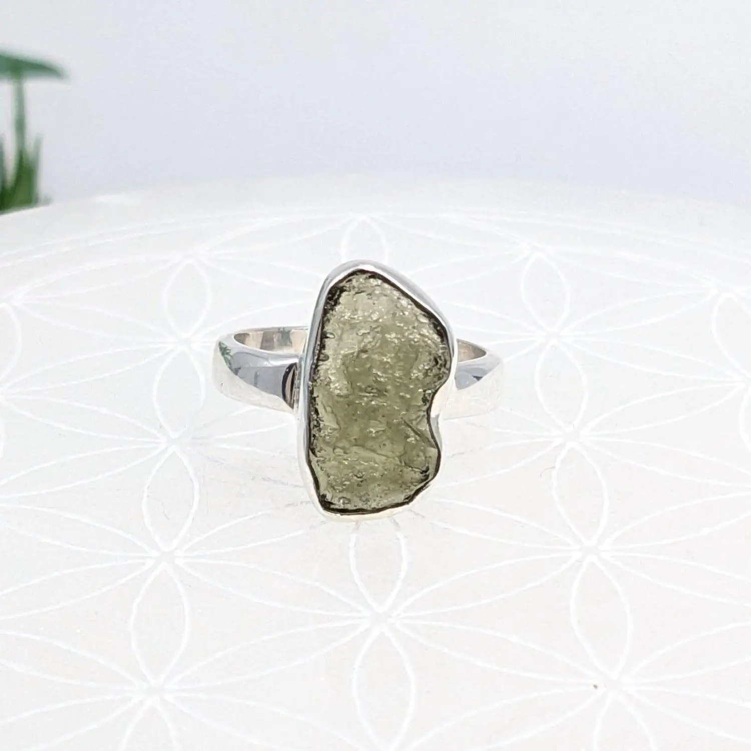 Moldavite Sterling Silver Ring, Size 4.5