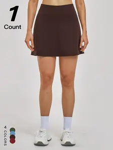 High Waist Abdomen Control Sporty Tennis Skirt, Outdoor Running Sports Pocket Short Dress, Integrated Tennis Shorts for Women