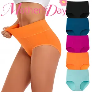 Mother’s Day Gift for Her – Women’s 5-Pack High Waisted Cotton Underwear for Women, Soft Breathable Full Coverage Briefs, Comfortable Stretchy Daily Wear Panties for Period Use