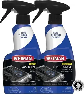 Weiman Gas Range and Stove Top Cleaner and Degreaser - 2 Pack - Dissolves Cooked On Food and Stains Household
