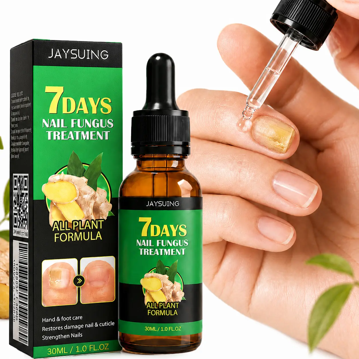 7 Days Rapid Nail Fungus Treatment - 30ml All Natural Plant Formula Serum for Toenail & Fingernail Repair - Restores Discoloration, Thick Nails and Strengthens Cuticles