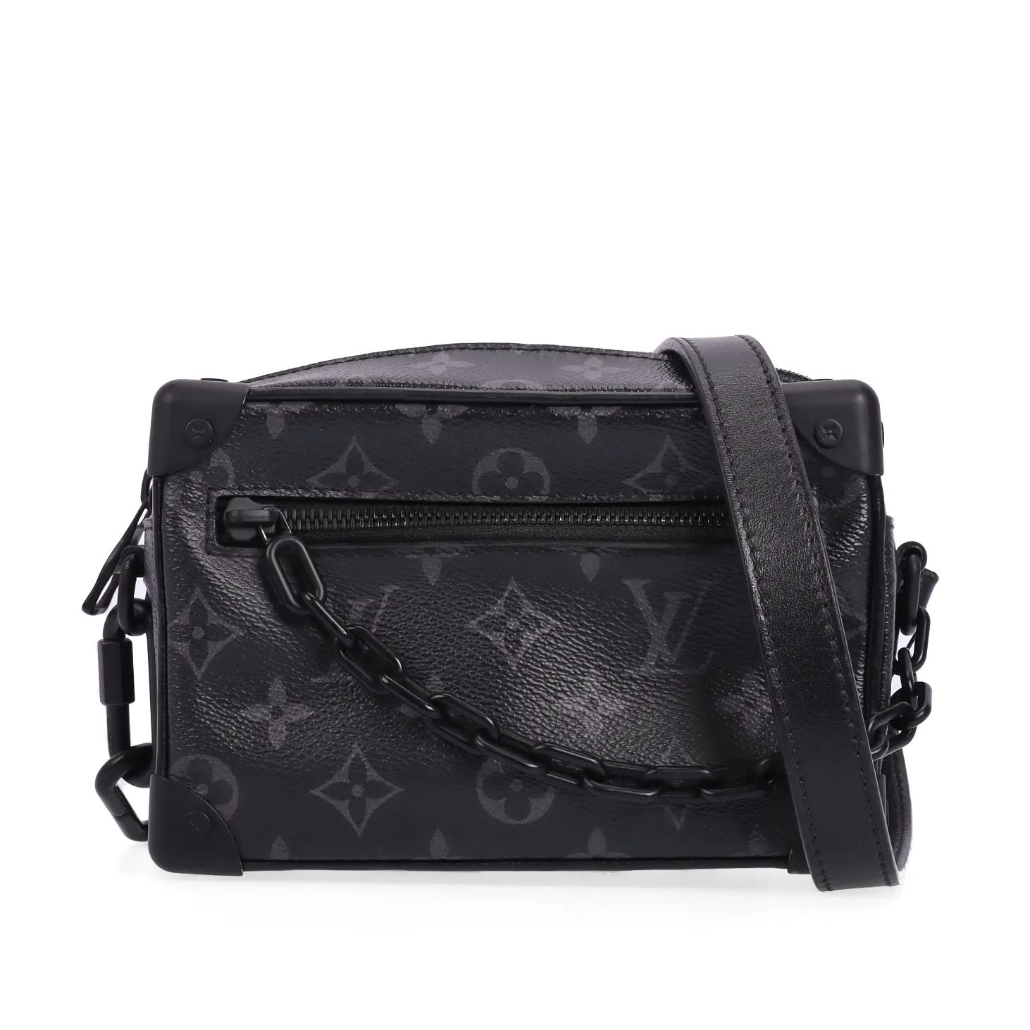 Pre-owned Louis Vuitton Coated Canvas Crossbody Bag Soft Trunk Black Monogram Eclipse 67549703 zg