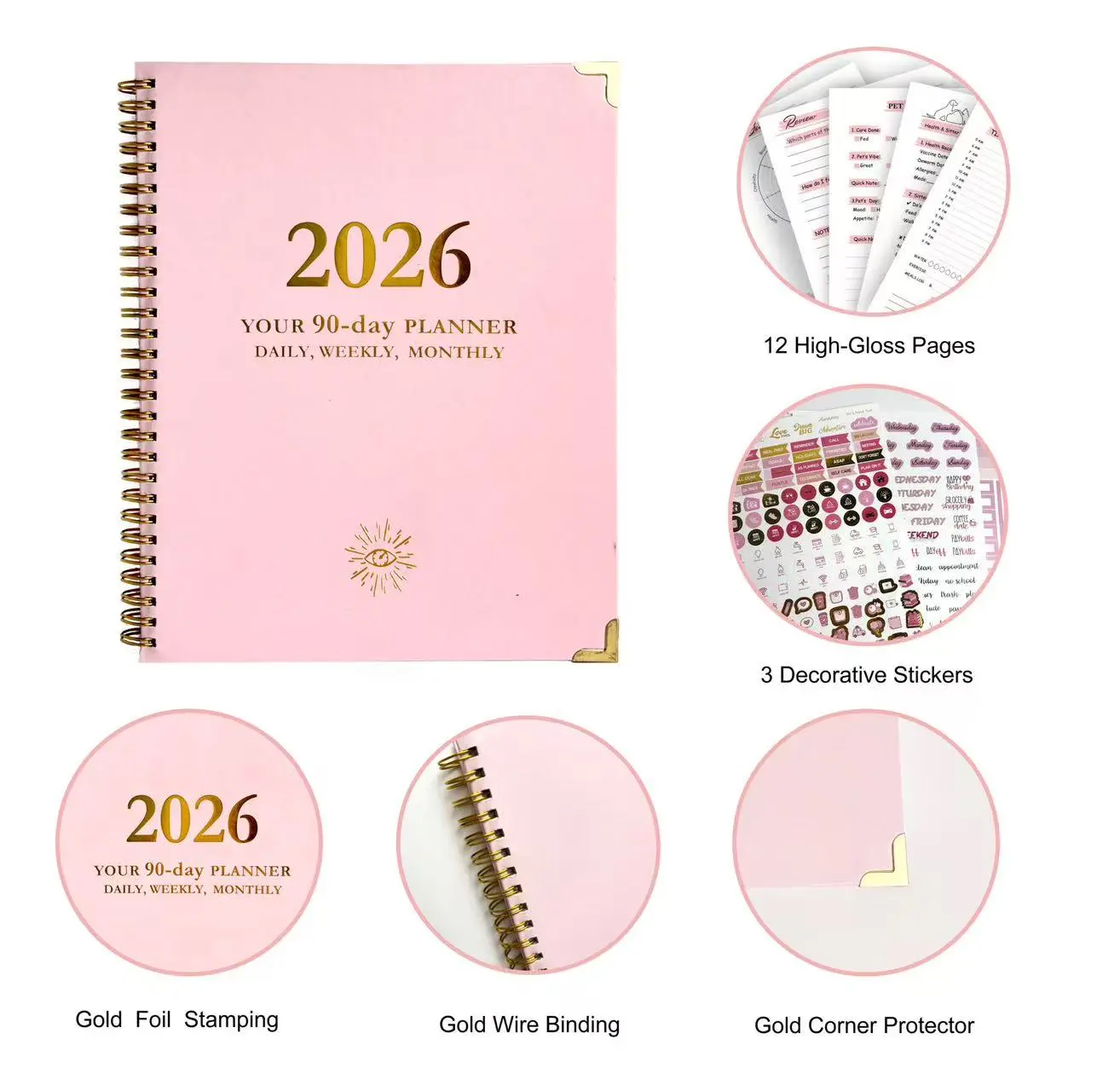 2026 your 90-Day,planner daily,weekly.monthly.Practical & Time-Saving-Manifestation & Growth-Habit & Wellness Focus