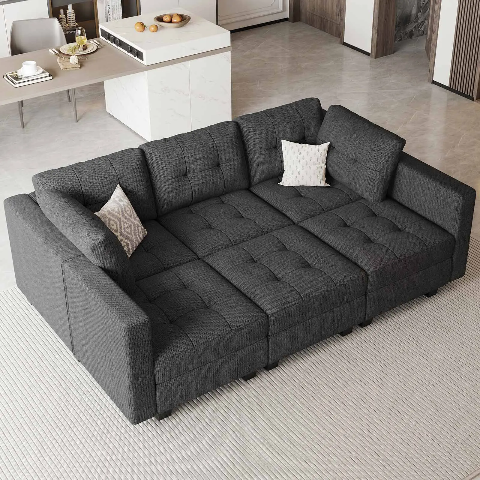 Belffin Modular Sectional Sleepr Sofa with Storage 6 Seat Sleeper Couch Set for Living Room
