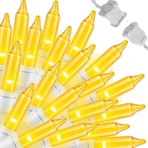 LAMPHOME 2-Pack Yellow Christmas String Lights Set 100 Count 19.6 Feet Incandescent Mini Lights Each White Wire for Indoor Christmas Tree Garland Birthday Wedding Party Festival Decor