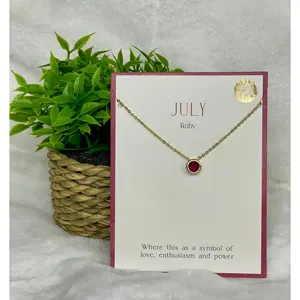 July Necklace with Red Center Pendant and Chain