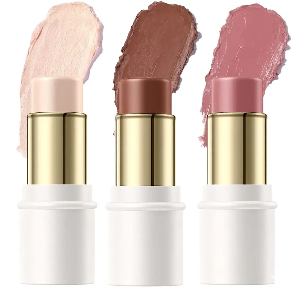 Contour Stick Set,Cream Blush & Highlighter Bronzer Pen,Long Lasting & Smooth Natural Face Contouring Illuminator,Professional Makeup Kit for All Skin