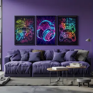 3-Piece Set, Colorful Game Controller Canvas Posters, Frameless Wall Art, Perfect Gift for Friends, Office, Bedroom, Gaming Room Decor, Thanksgiving, Birthday, Back to School, Art Supplies & Crafts, Classroom Decoration