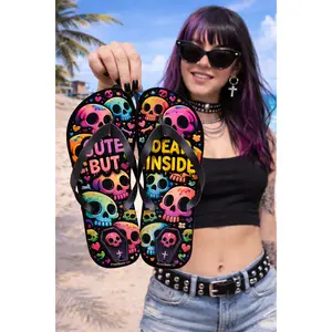 Colorful Neon Skulls Flip Flops | Day of the Dead Inspired