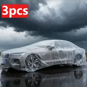 3pcs Car Cover, Disposable Dust Cover, Full Car Sunshade Cover, Universal Transparent Car Cover for Vehicles