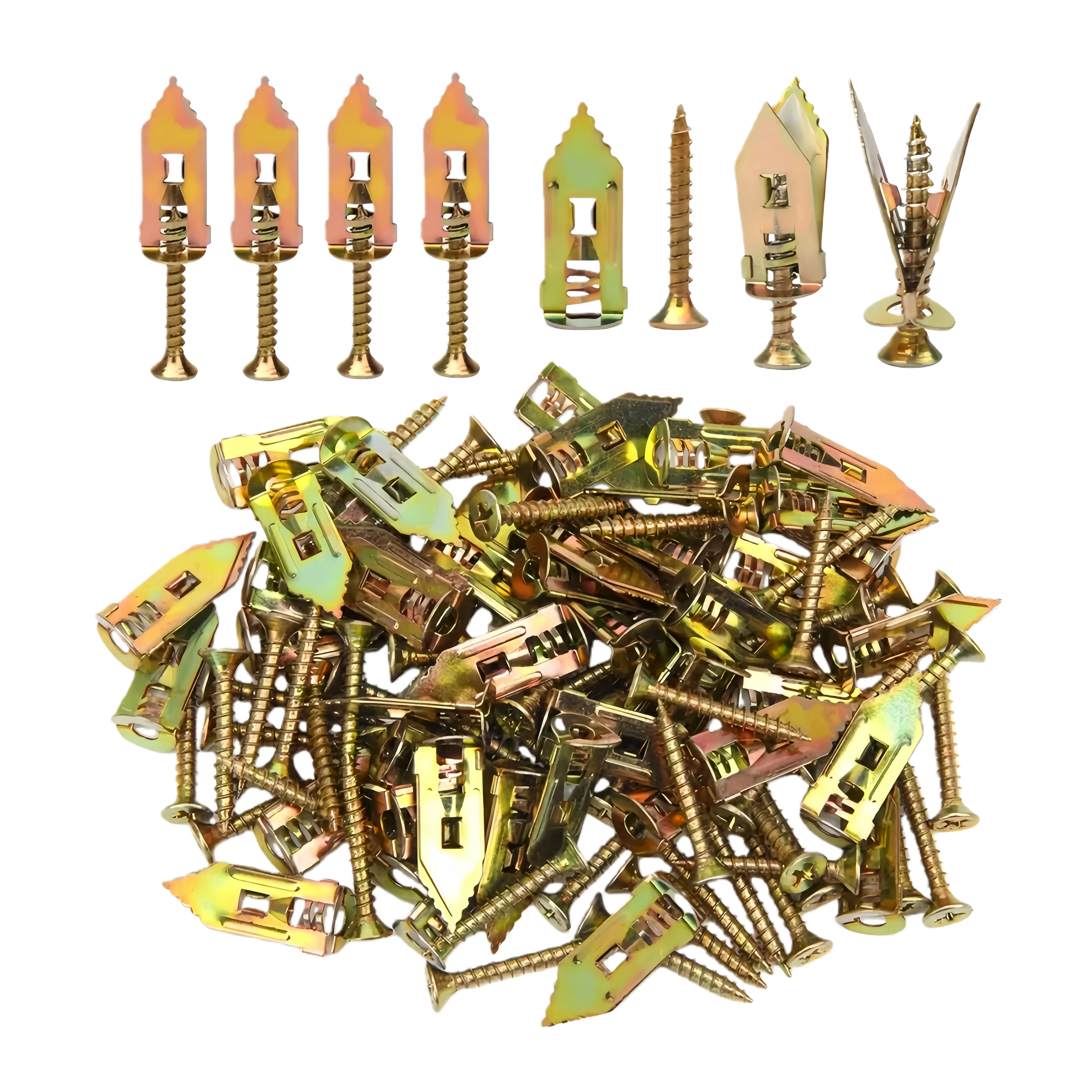 [No Drilling Required] 400 Heavy-Duty Self-Drilling Galvanized Gypsum Board Anchor Bolts, Quick Installation, Home Renovation Accessories, Self-Tapping Gypsum Board Expansion Screws
