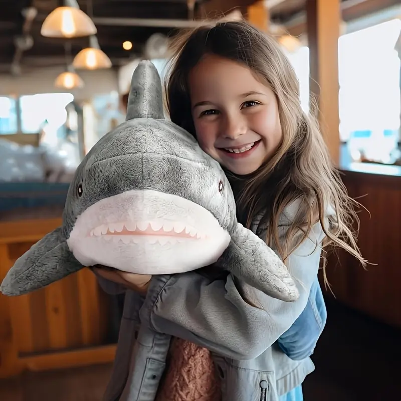 Kids toys, Toddler toys, Soft plush shark toy - Realistic gray fish-shaped throw pillow, high-quality fabric suitable for girls, women and dog lovers - Perfect birthday gift, home decoration or comfortable cushion