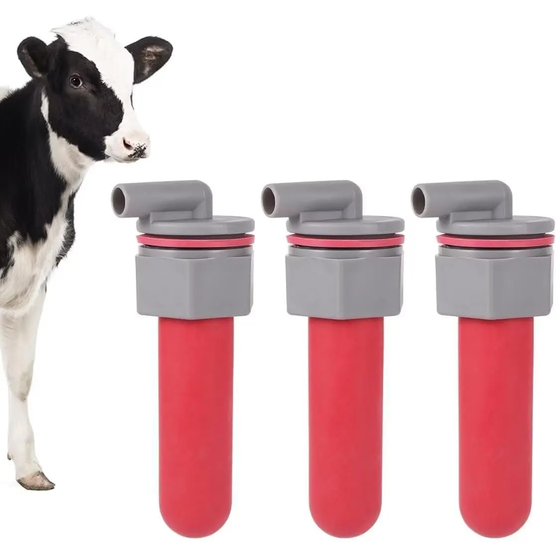 3PCS Soft Rubber Calf Feeder Pacifier with Fixed Base Feeding Teats for Cattle Horse Donkey (Style-2)