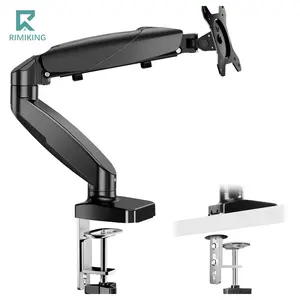 [FathersDayGift] RIMIKING Gas Spring Monitor Arm – Full Motion Adjustable Desk Mount for 13”-32” Screens, Highly Adjustable, Extendable & Compact