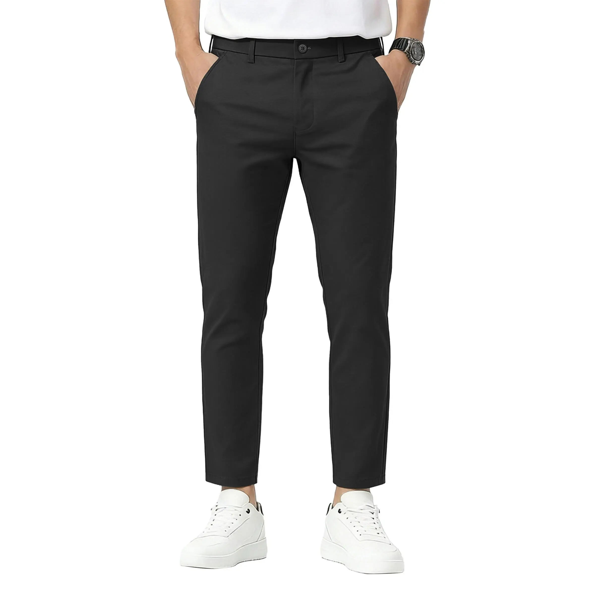 Men's Stretchy Skinny Fit Cropped Chino Pants Khaki Pants Slim Fit For Men Lightweight Casual Slacks Men's Stretchy Skinny Fit Cropped Chino Pants Khaki Pants Slim Fit For Men Lightweight Casual Slacks
