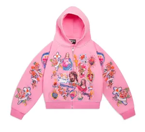 (100% Authentic) We Are Righteous "Risen King" Cropped Zip (Pink)
